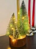 Büyük Boy Led Işıklı Nevada Çam Ağaçları 4 lü Set Büyük Meşe Kütüklü Led Işıklı 22 Cm Boy - 5