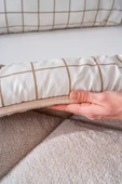 Rivaİstanbul Bej Kareli Tek Kişilik Çift Taraflı Lüx Wellsoft Yorgan Seti 155x215 cm - 6