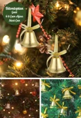 6 Adet Mini Çan Süs Yılbaşı Çam Ağacı Süsü 4 cm Altın Sarısı Kurdeleli Zil Gold Yılbaşı Çam Ağacı - 1