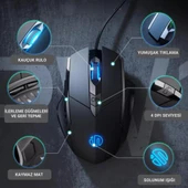Polham Süper Sessiz 1.5 Metre Kablolu 7200 DPİ Ergonomik Oyuncu Mouse, Gecikmesiz Universal Süoer Mouse - 3