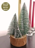 Büyük Boy Led Işıklı Nevada Çam Ağaçları 4 lü Set Büyük Meşe Kütüklü Led Işıklı 22 Cm Boy - 3