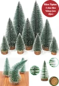 9 Adet Nevada Mini Çam Ağacı Uçlarına Kar Yağmış Karlı Yılbaşı Hediyesi  15-12-8  cm - 1