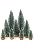 9 Adet Nevada Mini Çam Ağacı Uçlarına Kar Yağmış Karlı Yılbaşı Hediyesi  15-12-8  cm - 6