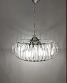 Şık Metal Camlı Büyük Boy Avize KROM - 2