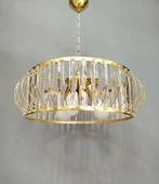 Şık Metal Camlı Büyük Boy Avize GOLD - 3