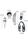5 Parça Çelik Şişe Açacağı Seti Dekoratif Kılıf ile Şık Hediye Seti , Wine Opener Gift Set - 4