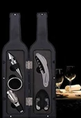 5 Parça Çelik Şişe Açacağı Seti Dekoratif Kılıf ile Şık Hediye Seti , Wine Opener Gift Set - 2