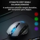 Polham Süper Sessiz 1.5 Metre Kablolu 7200 DPİ Ergonomik Oyuncu Mouse, Gecikmesiz Universal Süoer Mouse - 4
