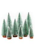 9 Adet Nevada Mini Çam Ağacı Uçlarına Kar Yağmış Karlı Yılbaşı Hediyesi  15-12-8  cm - 4