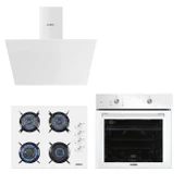 Kumtel Home Basic Beyaz Cam Ankastre Set - 1