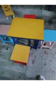 GÜLEN MARKET Masa ve tabure takımı Ahşap El yapımı - 2