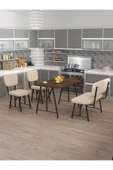 Hayat 70x110 Amalfi Mutfak Masası, Mutfak Masası Takımı, Yemek Masası, 2 Sandalye 1 Bench - Krem - 1