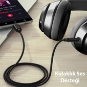 Polham 1 Metre Type C to 3.5MM Stereo Premium Ses Kablosu, Araç, Telefon, Hoparlör İçin Aux Kablosu - 4