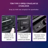 Polham 1 Metre Type C to 3.5MM Stereo Premium Ses Kablosu, Araç, Telefon, Hoparlör İçin Aux Kablosu - 3
