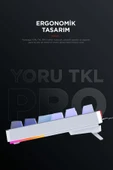 Yoru Tkl Pro Gri/Beyaz WİFİ+Bluetooth Klavye  Red Swich Q Mekanik Klavye Gaming Oyuncu Klavye thumbnail 5
