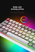 Yoru MİNİ Pro Gri/Beyaz WİFİ+Bluetooth Klavye  Red Swich Q Mekanik Klavye Gaming Oyuncu Klavye thumbnail 4