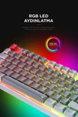 Yoru Tkl Pro Gri/Beyaz WİFİ+Bluetooth Klavye  Red Swich Q Mekanik Klavye Gaming Oyuncu Klavye thumbnail 4