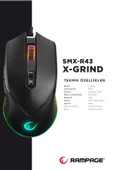 Smx-r43 X-grind Usb Siyah 6400 Dpi Rgb Led Efektli Gaming Oyuncu Mouse Modern Tasarım 826334 - 2