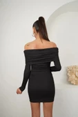 Kadın Madonna Mendil Yaka Fırsat ürün Büzgülü Mini Elbise - 3