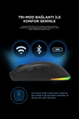 Prote M5 Bluetooth-kablosuz-kablolu Rgb Şarjlı 24000 Dpı 3311 Hafif Gaming Mouse Oyuncu Mouse Siyah thumbnail 5