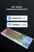 Yoru Tkl Pro Gri/Beyaz WİFİ+Bluetooth Klavye  Red Swich Q Mekanik Klavye Gaming Oyuncu Klavye thumbnail 2