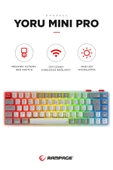 Yoru MİNİ Pro Gri/Beyaz WİFİ+Bluetooth Klavye  Red Swich Q Mekanik Klavye Gaming Oyuncu Klavye thumbnail 1