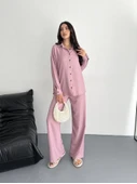 Gömlek Pantolon Ikili Takım - Toz Pembe - 2