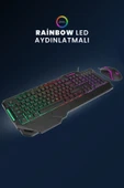 KM-28 Heirloom Işıklı 7 Tuş 8000DPI Gaming Klavye + Mouse Set Oyuncu Set Oyuncu Klavye Oyuncu Mouse - 2