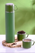 Penguen Paslanmaz Çelik 3 Bardaklı Termos 500ml - 6 Saat Sıcak, 12 Saat Soğuk Tutma Özelliği - 1