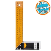 Alüminyum Marangoz Gönyesi L Gönye Sarı Gönye Cetvel Kaynak Kaynakçı Gönyesi 250 mm - 1