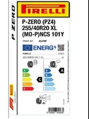 Pirelli 255/40R20 101Y XL P-zero Pz4 Mo-P Pncs ELT Oto Yaz Lastiği (Üretim Yılı:2024) thumbnail 2