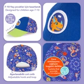 Milk&Moo Ponix 7-10 Yaş Erkek Çocuk Şapkası – Ejderha Temalı, Simli Mavi ve Yeşil, Ayarlanabilir ve Nefes Alabilir Tasarım - 6