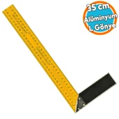 Alüminyum Marangoz Gönyesi L Gönye Sarı Gönye Cetvel Kaynak Kaynakçı Gönyesi 350 mm - 1