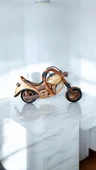 vintage ahşap tasarım dekoratif motorsiklet 30 cm - 3