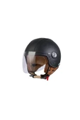 SWAY SW 701 SİYAH DERİ YARIM KASK - 2