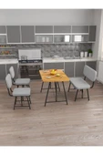 Hayat 70x110 Atlantik Mutfak Masası, Mutfak Masası Takımı, Yemek Masası, 2 Sandalye 1 Bench - Gri - 3