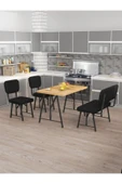Hayat 70x110 Atlantik Mutfak Masası, Mutfak Masası Takımı, Yemek Masası, 2 Sandalye 1 Bench - Siyah - 1
