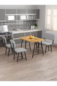 Hayat 70x110 Atlantik Mutfak Masası, Mutfak Masası Takımı, Yemek Masası, 2 Sandalye 1 Bench - Gri - 2