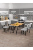 Hayat 70x110 Atlantik Mutfak Masası, Mutfak Masası Takımı, Yemek Masası, 2 Sandalye 1 Bench - Gri - 1