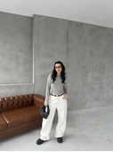 Bisiklet Yaka Uzun Kollu Crop - Gri - 3