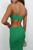 Crop Büstiyer Yırtmaçlı Etek Takım - 4