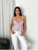 Askılı Dekolte Deraylı Crop - Kırmızı - 2