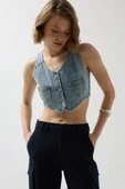 Denim Cepli Yelek - 1