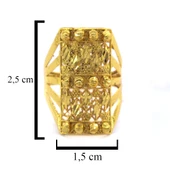 Çelik Yüzük Kadın Altın Kaplama Dorikalı Kaburga Model YZK-498 - 4