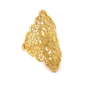 Çelik Yüzük Kadın Altın Kaplama Desenli İmitasyon Hint Model Yüzük Ayarlanabilir Boy YZK-474 - 3