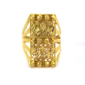 Çelik Yüzük Kadın Altın Kaplama Dorikalı Kaburga Model YZK-498 - 1