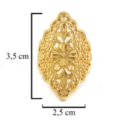 Çelik Yüzük Kadın Altın Kaplama Desenli İmitasyon Hint Model Yüzük Ayarlanabilir Boy YZK-474 - 4