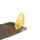 Çelik Yüzük Kadın Altın Kaplama Hint Model YZK-509 - 3