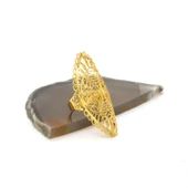 Çelik Yüzük Kadın Altın Kaplama Hint Model YZK-507 - 2