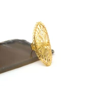 Çelik Yüzük Kadın Altın Kaplama Hint Model YZK-507 - 1